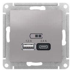  Schneider Electric ATLASDESIGN USB РОЗЕТКА A+С, 5В/2,4А, 2х5В/1,2А, механизм, АЛЮМИНИЙ