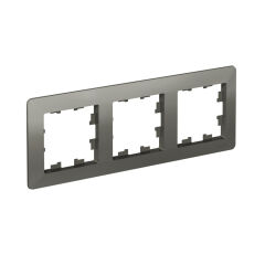  Systeme Electric ATLASDESIGN AIR 3-постовая РАМКА, СТАЛЬ/дымчатый черный