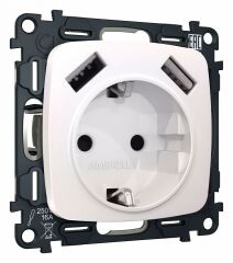Розетка с заземлением и 2хUSB type A, без рамки Ambrella Volt Quant MO209010