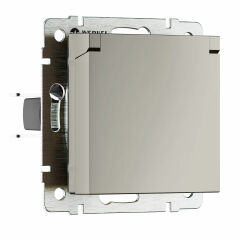  Werkel W1271204/ Розетка влагозащ. с зазем. с защит. крышкой и шторками (дымчатый) W1271204