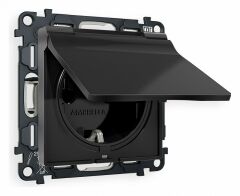 Розетка с заземлением и со шторкой, без рамки с крышкой Ambrella Volt Quant MA808010