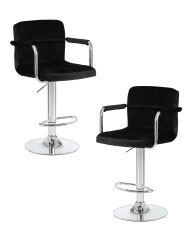 Набор 2 шт Стул барный Dobrin KRUGER ARM, черный велюр (MJ9-101)