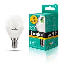 Лампа светодиодная Camelion E14 10W 3000K LED10-G45/830/E14 13565