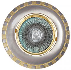 Точечный светильник De Fran FT 157 SNG "Поворотный в центре" сатин-никель + золото MR16 1 x 50 вт