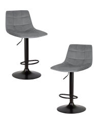 Набор 2 шт Стул барный Dobrin TAILOR BLACK, серый велюр (MJ9-75)