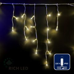 Гирлянда Rich LED Бахрома 3*0.5 м, колпачок, ТЕПЛ. БЕЛЫЙ, прозрачный провод