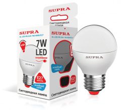 Лампа светодиодная Supra SL-LED-PR-G45-7W/4000/E27 Шар-мини, мощность 7 Вт, холодный свет, цоколь Е27