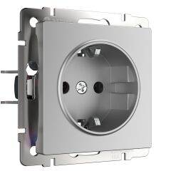  Werkel W1171106/ Розетка с заземлением и шторками (серебряный) W1171106