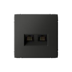  Systeme Electric ARTGALLERY РОЗЕТКА двойная компьютерная RJ45+RJ45, кат. 5е, механизм, БАЗАЛЬТ