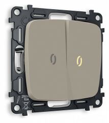 Выключатель проходной двухклавишный с подсветкой без рамки Ambrella Volt Quant MO364030