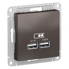  Schneider Electric ATLASDESIGN USB РОЗЕТКА A+A, 5В/2,1 А, 2х5В/1,05 А, механизм, МОККО