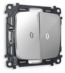 Выключатель проходной двухклавишный с подсветкой без рамки Ambrella Volt Quant MO404035