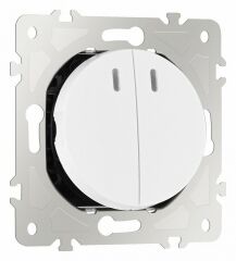 Выключатель двухклавишный с подсветкой без рамки Arte Milano 202 202.31-2.white