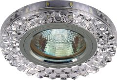 Точечный светильник De Fran FT 930 с торцевой светодиодной подсветкой хром зеркальный + стразы прозрачные 3000К LED/MR16