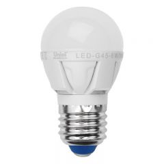  Uniel Лампа светодиодная (07906) E27 6W 3000K матовая LED-G45-6W/WW/E27/FR ALP01WH
