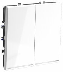 Выключатель двухклавишный с подсветкой без рамки Voltum S70 VLS020201