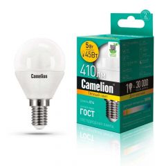 Лампа светодиодная Camelion E14 5W 3000K LED5-G45/830/E14 12027