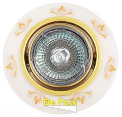 Точечный светильник De Fran FT 830 "Круглый керамика Гжель" золото MR16 1 x 50 вт