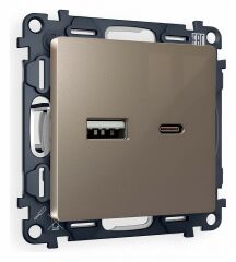 Розетка 2хUSB type A и C без рамки Ambrella Volt Quant MA641010