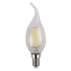 Лампа светодиодная филаментная Эра E14 5W 4000K свеча на ветру прозрачная F-LED BXS-5W-840-E14