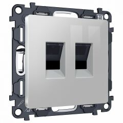 Розетка двойная Ethernet RJ-45 и со шторками, без рамки Ambrella Volt ALFA MA412110