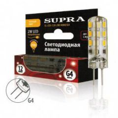 Лампа светодиодная Supra SL-LED-12V-2W/2700/G4 капсульная, мощность 2Вт, теплый свет, напряжение 12В, цоколь G4