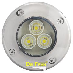 Светильник De Fran FT 904 LED Светильник встраиваемый грунтовый алюминий, спектр 6500К LED 3 x 1 вт