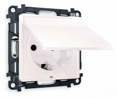 Розетка с заземлением и со шторкой, без рамки с крышкой Ambrella Volt Quant MA208010