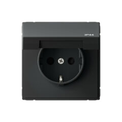  Systeme Electric ARTGALLERY РОЗЕТКА с заз.со шт.с крышк, 16А, IP44, механизм, быстрозажим. клем., КАРБОН