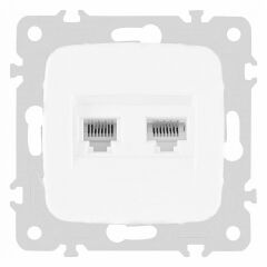 Розетка двойная RJ-11 и Ethernet RJ-45, без рамки Arte Milano am-205 205.44-1.white