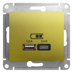  Schneider Electric GLOSSA USB РОЗЕТКА A+С, 5В/2,4А, 2х5В/1,2 А, механизм, ФИСТАШКОВЫЙ
