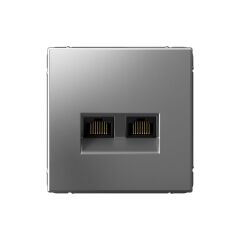  Systeme Electric ARTGALLERY РОЗЕТКА двойная компьютерная RJ45+RJ45, кат. 5е, механизм, СТАЛЬ
