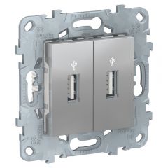  Schneider Electric UNICA NEW USB-КОННЕКТОР, 2-местный, алюминий