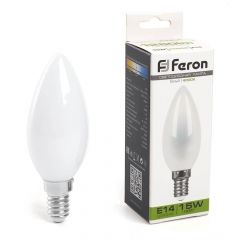 Лампа светодиодная Feron E14 15W 4000K Свеча Матовая 38257