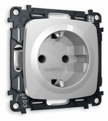 Розетка с заземлением и со шторкой, без рамки Ambrella Volt Quant MO407010