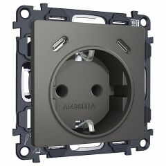 Розетка с заземлением и 2хUSB type C, без рамки Ambrella Volt ALFA MA660510