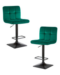 Набор 2 шт Стул барный Dobrin DOMINIC, зеленый велюр (MJ9-88)