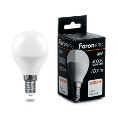 Лампа светодиодная Feron Pro E14 9W 4000K матовая LB-1409 38078