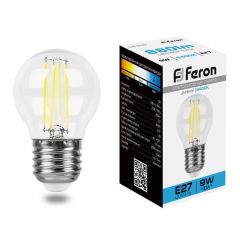 Лампа светодиодная филаментная Feron E27 9W 6400K прозрачная LB-509 38224