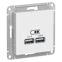  Schneider Electric ATLASDESIGN USB РОЗЕТКА A+A, 5В/2,1 А, 2х5В/1,05 А, механизм, БЕЛЫЙ