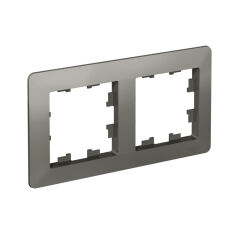  Systeme Electric ATLASDESIGN AIR 2-постовая РАМКА, СТАЛЬ/дымчатый черный