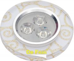 Точечный светильник De Fran FT 814 LED светодиодный с ПРА и LED хром + прозрачный центр + белый с узором LED 3 x 1 вт