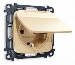 Розетка влагозащищенная с заземлением и со шторкой, без рамки с крышкой Ambrella Volt Quant MO608010