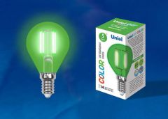 Лампа светодиодная Uniel LED-G45-5W/GREEN/E14 GLA02GR картон