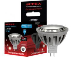 Лампа светодиодная Supra SL-LED-MR16-7.5W/4000/GU5.3 Рефлектор MR16, мощность 5Вт, холодный свет, цоколь GU5.3