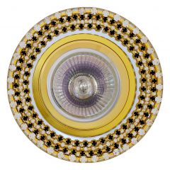 Точечный светильник De Fran FT 516 зеркальный со стразами золото зеркальное + стразы прозрачные и черные MR16 1 x 50 вт