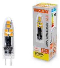 Лампа светодиодная Wolta G4 3Вт 3000K WSTD-JC-12V3W3KG4-P