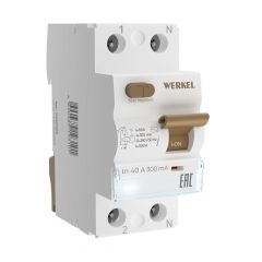  Werkel Устройство защитного отключения 1P+N 40 А 300 mA AC 6 kA W912P404
