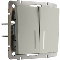  Werkel W1220104/ Выключатель двухклавишный с подсветкой (дымчатый) W1220104