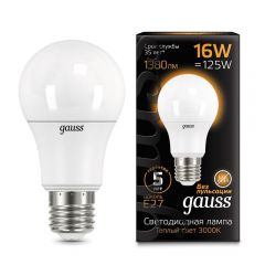  Gauss Лампа светодиодная E27 16W 3000K матовая 102502116